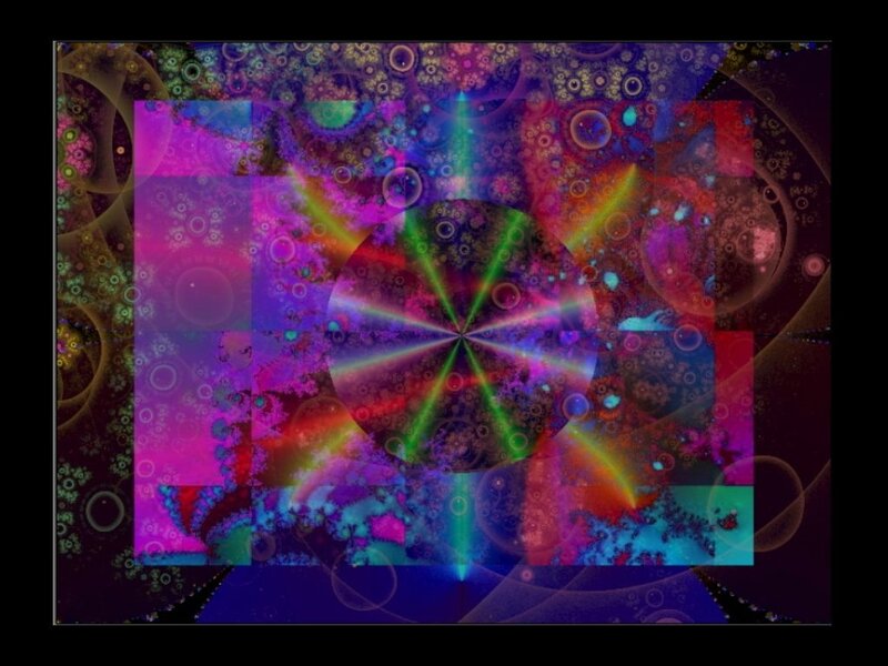 Colorful Fractal Pattern — Purple, Vibrant, Abstract, Circles, Rays