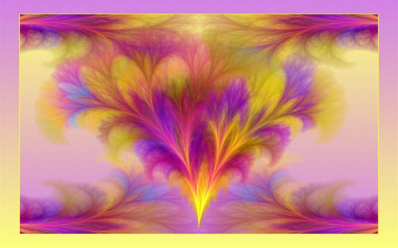 Colorful Fractal Pattern — Purple, Vibrant, Abstract, Feather-like Shapes