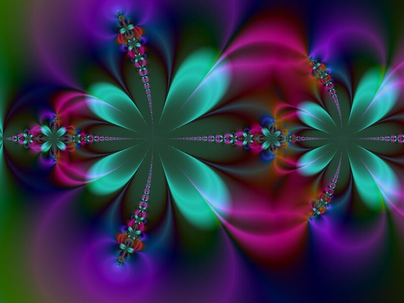 Colorful Fractal Pattern — Purple, Vibrant, Abstract, Flowers