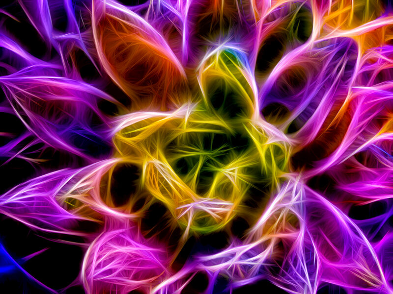 Colorful Fractal Pattern — Purple, Vibrant, Abstract, Light, Energy