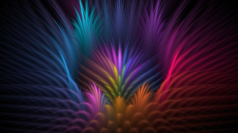 Colorful Fractal Pattern — Purple, Vibrant, Abstract, Light, Feathers