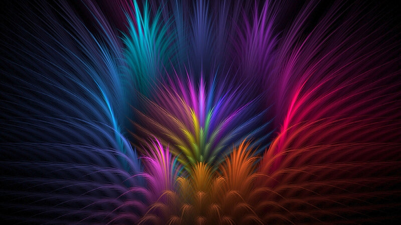 Colorful Fractal Pattern — Purple, Vibrant, Abstract, Light Rays, Colors