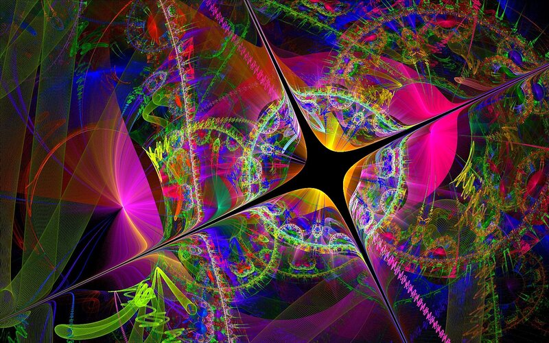 Colorful Fractal Pattern — Purple, Vibrant, Abstract, Lines, Circles