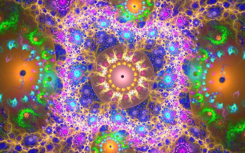 Colorful Fractal Pattern — Purple, Vibrant, Digital Art, Circles, Lightning