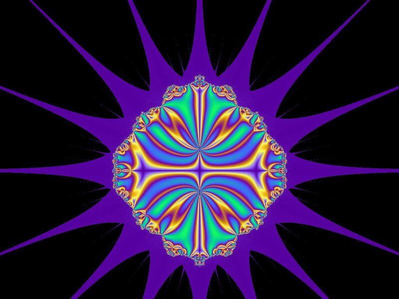 Colorful Fractal Pattern — Purple, Vibrant, Digital Art, Purple Spikes