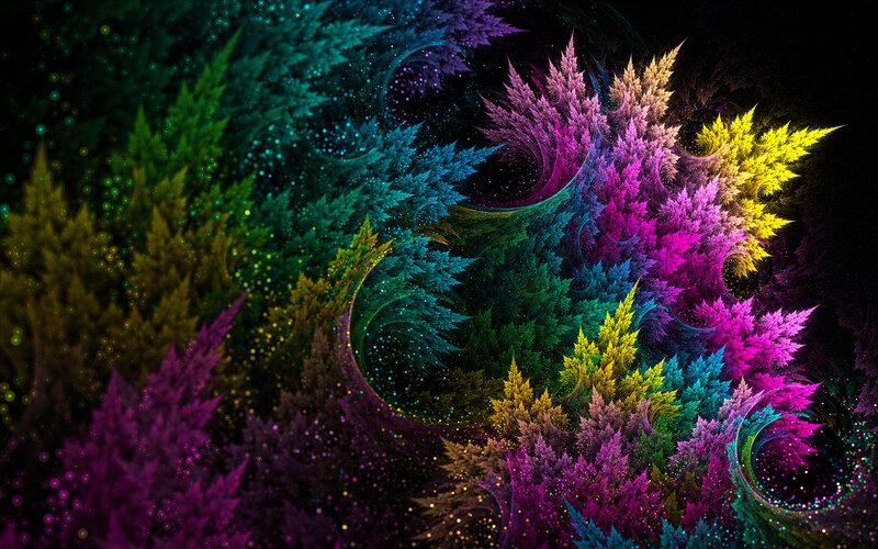 Colorful Fractal Pattern — Purple, Vibrant, Digital Art, Sparkles