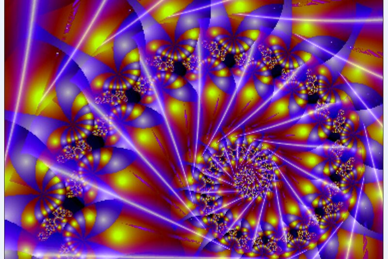 Colorful Fractal Pattern — Purple, Vibrant, Digital Art, Spiral, Light Beams