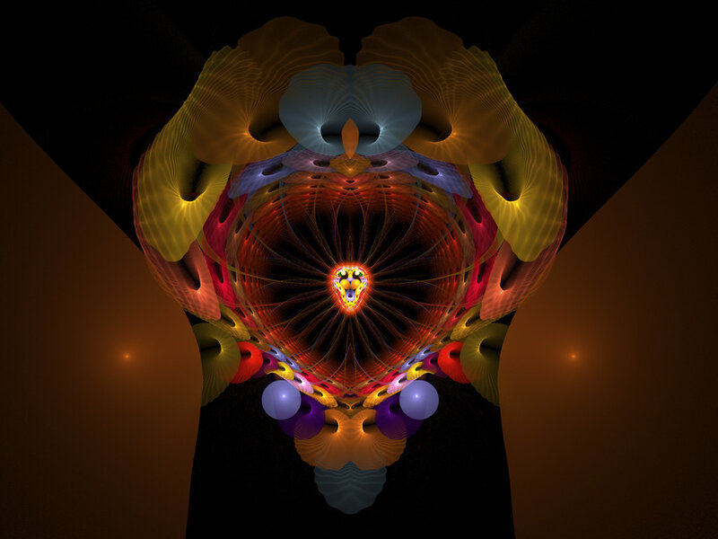 Colorful Fractal Pattern — Red, Dramatic, Digital Art, Light