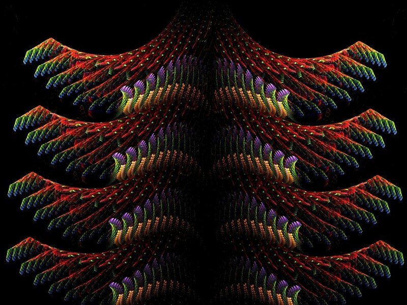 Colorful Fractal Pattern — Red, Dramatic, Digital Art, Symmetry