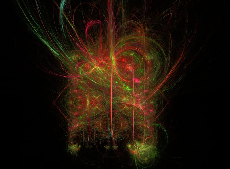 Colorful Fractal Pattern — Red, Dynamic, Abstract, Light Trails