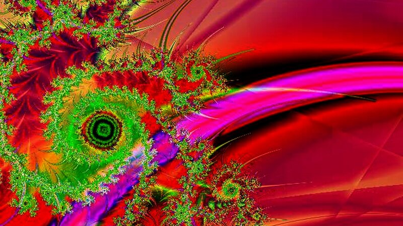 Colorful Fractal Pattern — Red, Dynamic, Abstract, Spirals
