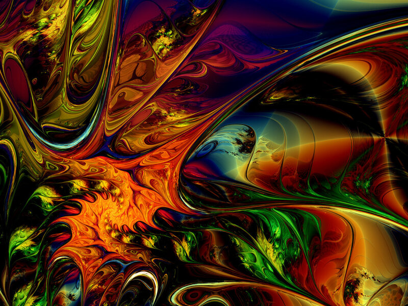 Colorful Fractal Pattern — Red, Dynamic, Abstract, Swirls, Colors