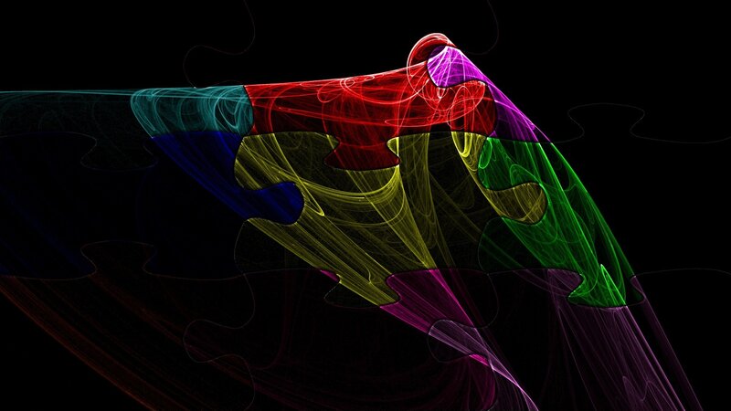 Colorful Fractal Pattern — Red, Dynamic, Digital Art, Light Trails, Abstract Shapes