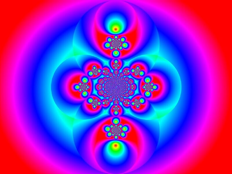 Colorful Fractal Pattern — Red, Hypnotic, Abstract, Circles, Flowers