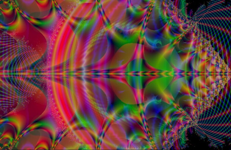 Colorful Fractal Pattern — Red, Hypnotic, Abstract, Grid