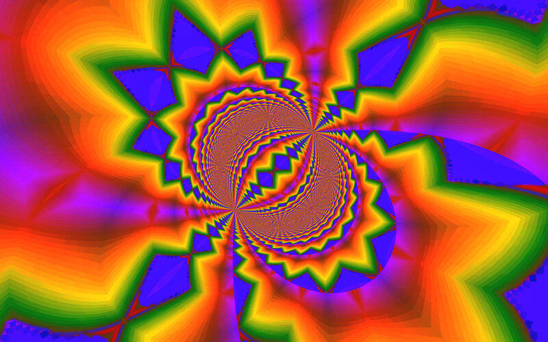 Colorful Fractal Pattern — Red, Hypnotic, Abstract, Spiral, Star Shape