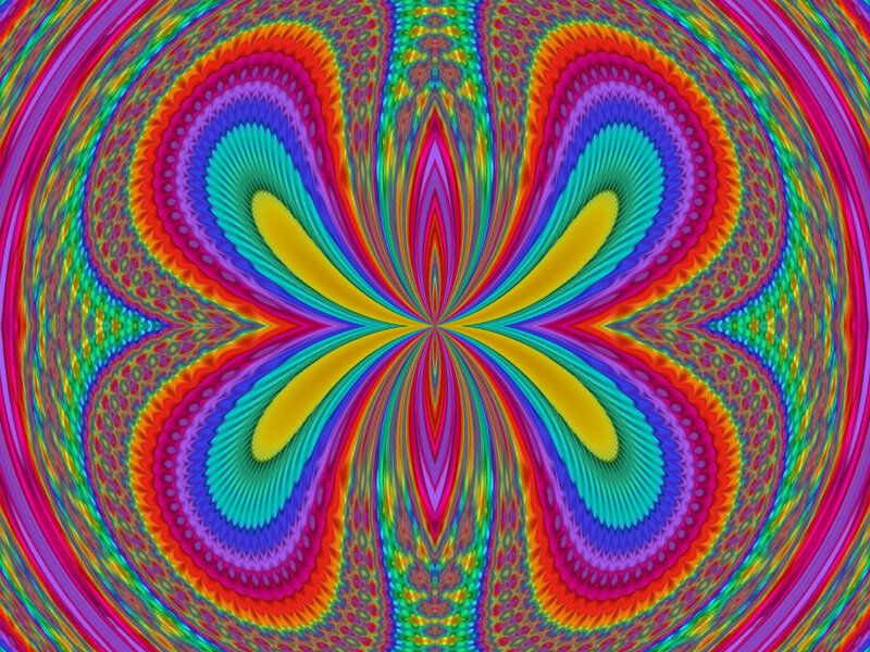 Colorful Fractal Pattern — Red, Hypnotic, Abstract, Symmetry