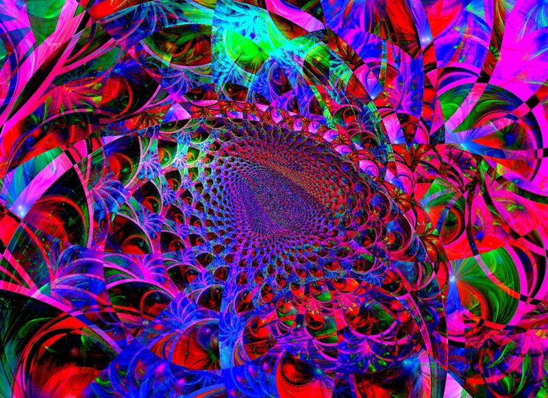 Colorful Fractal Pattern — Red, Hypnotic, Abstract