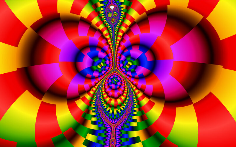 Colorful Fractal Pattern — Red, Hypnotic, Abstract, Tunnel