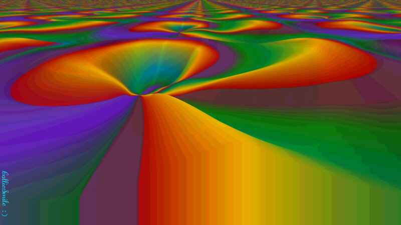 Colorful Fractal Pattern — Red, Hypnotic, Digital Art, Rainbow Colors