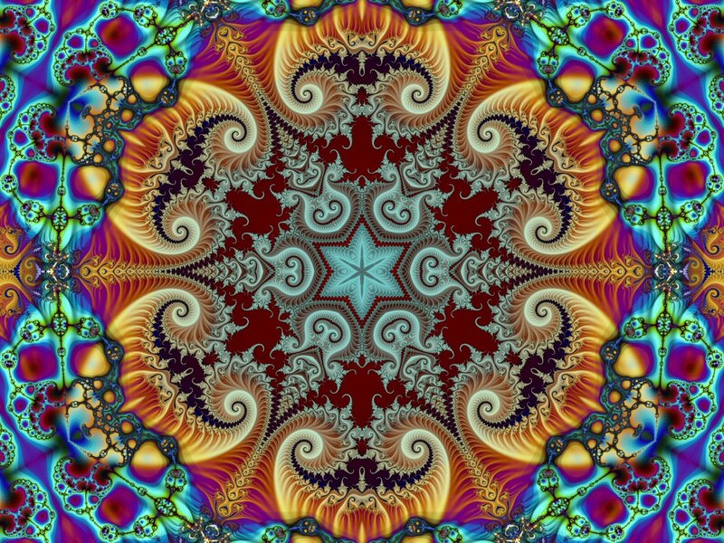 Colorful Fractal Pattern — Red, Hypnotic, Digital Art, Spirals, Mandala