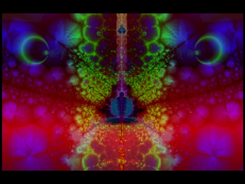 Colorful Fractal Pattern — Red, Vibrant, Abstract, Circles, Bubbles, Symmetry