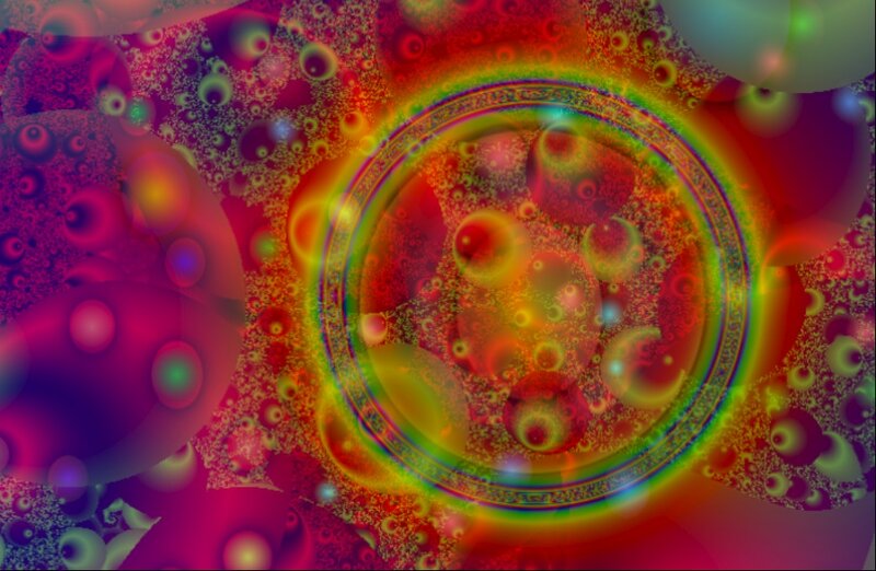 Colorful Fractal Pattern — Red, Vibrant, Abstract, Circles, Bubbles