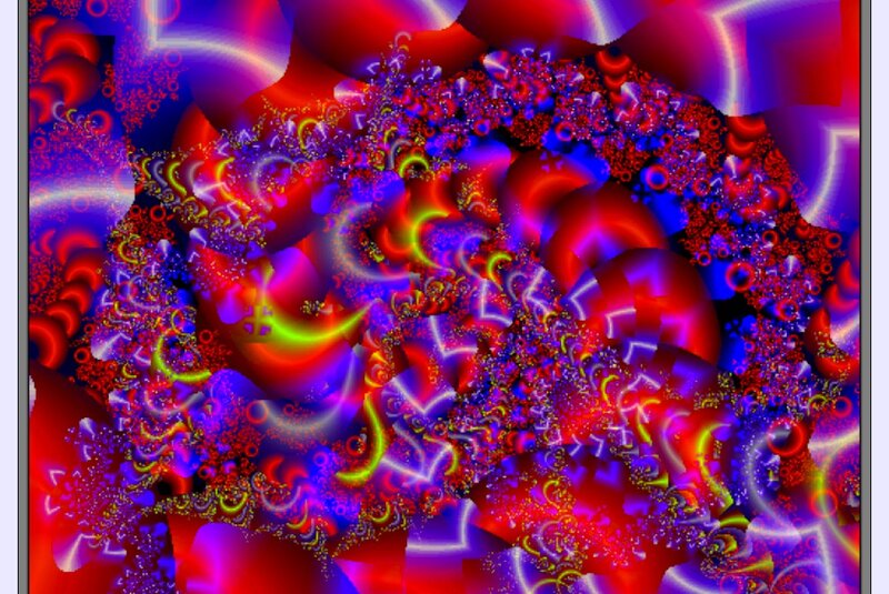 Colorful Fractal Pattern — Red, Vibrant, Abstract, Circles, Spirals, Glow