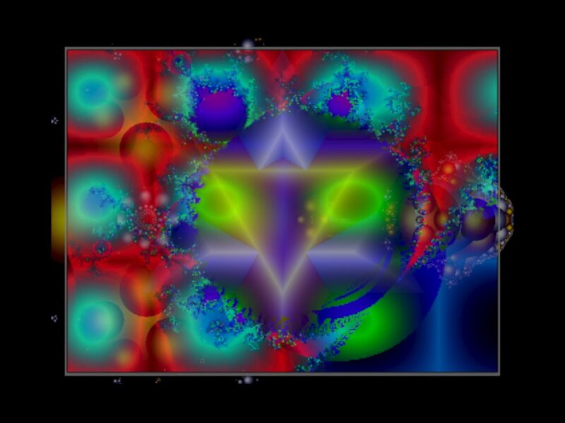 Colorful Fractal Pattern — Red, Vibrant, Abstract, Circles, Stars