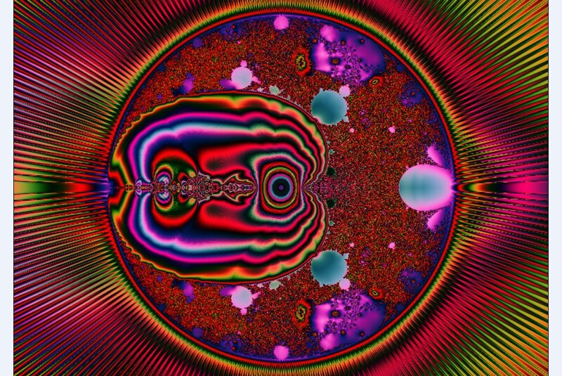 Colorful Fractal Pattern — Red, Vibrant, Abstract, Circles