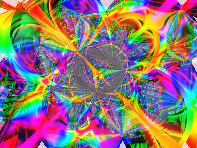 Colorful Fractal Pattern — Red, Vibrant, Abstract, Colors, Light Rays