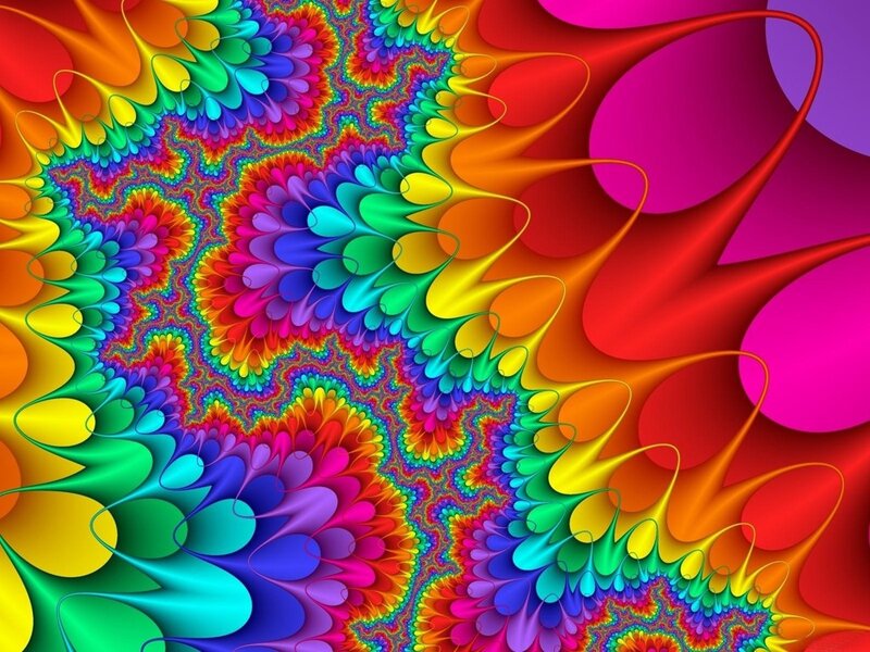 Colorful Fractal Pattern — Red, Vibrant, Abstract, Colors, Shapes