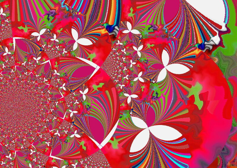 Colorful Fractal Pattern — Red, Vibrant, Abstract, Flowers, Spirals