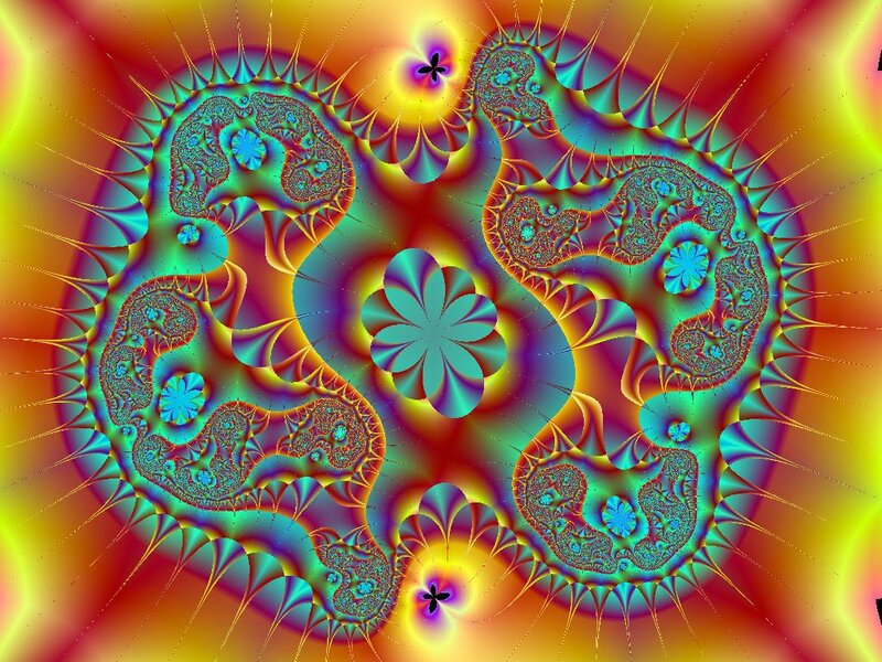Colorful Fractal Pattern — Red, Vibrant, Abstract, Flowers