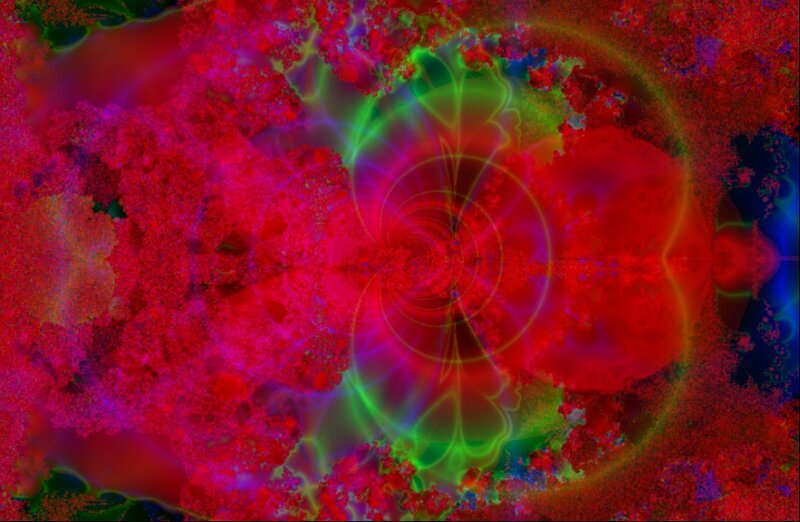 Colorful Fractal Pattern — Red, Vibrant, Abstract, Green