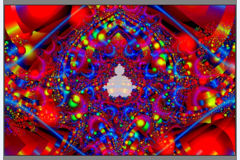 Colorful Fractal Pattern — Red, Vibrant, Abstract, Light Beams