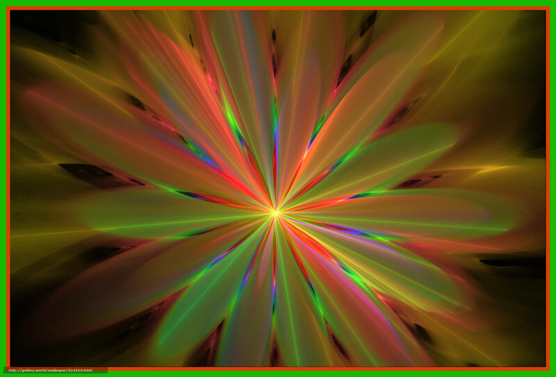 Colorful Fractal Pattern — Red, Vibrant, Abstract, Light Rays