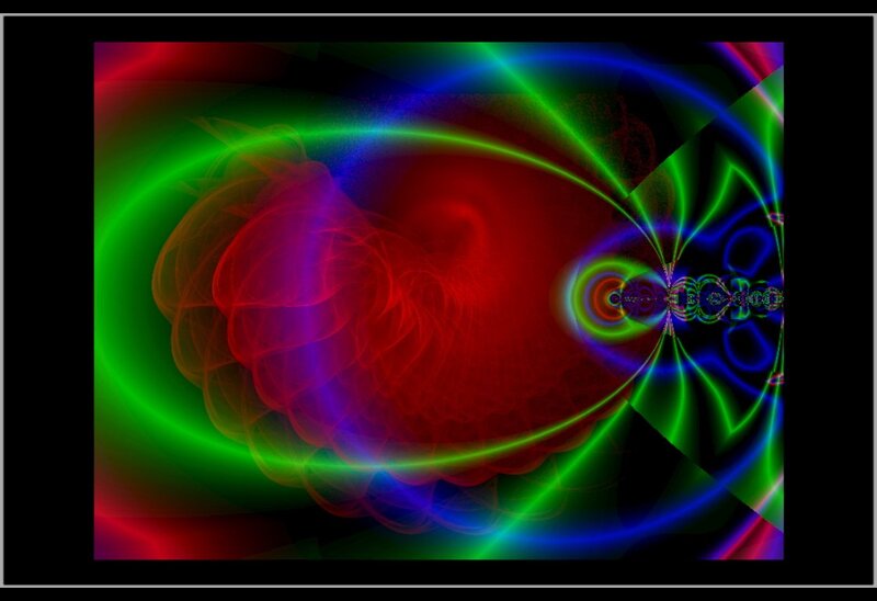 Colorful Fractal Pattern — Red, Vibrant, Abstract, Light Trails