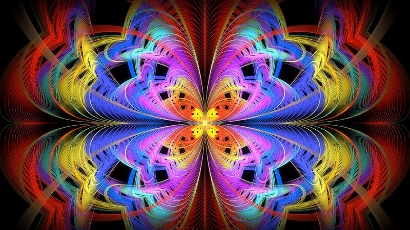 Colorful Fractal Pattern — Red, Vibrant, Abstract, Lines, Shapes