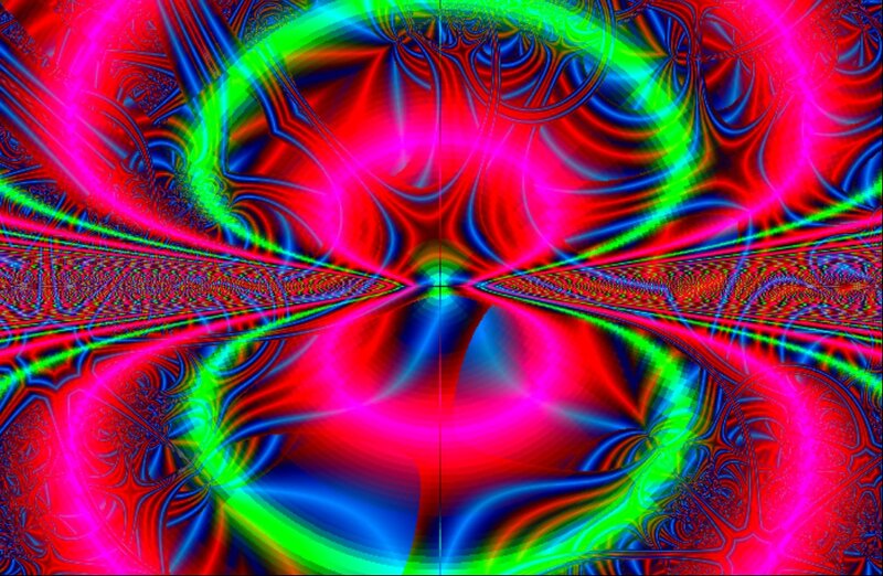 Colorful Fractal Pattern — Red, Vibrant, Abstract, Neon Lights