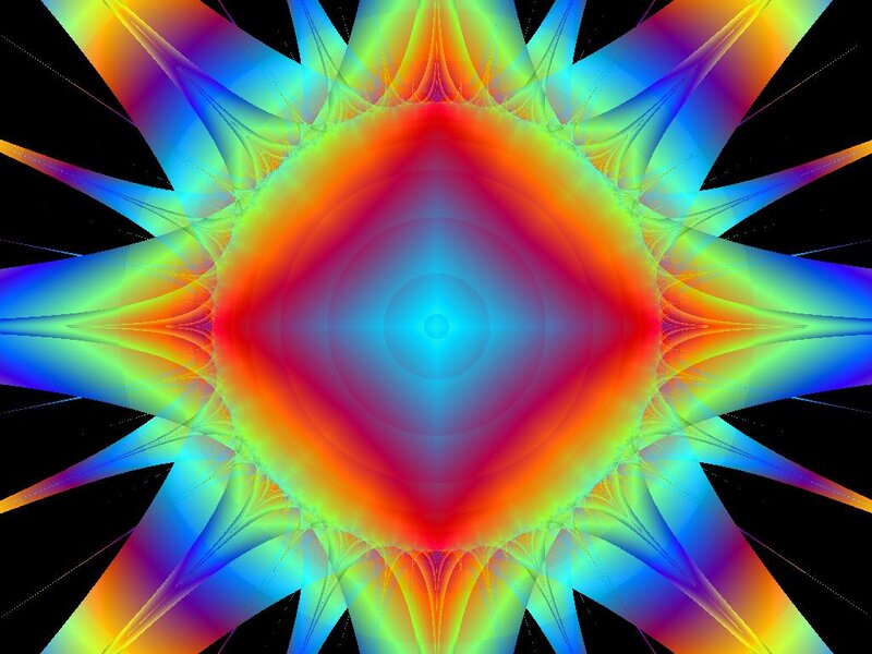 Colorful Fractal Pattern — Red, Vibrant, Abstract, Radiating Lines