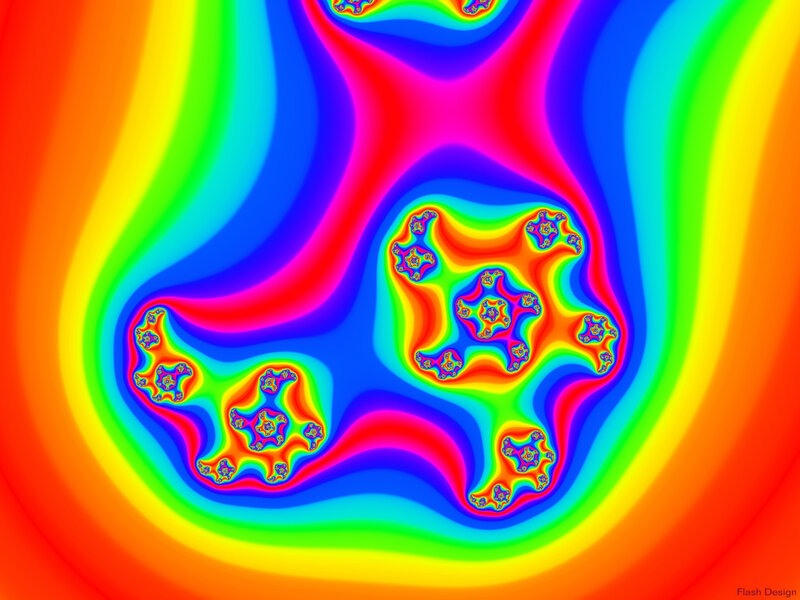 Colorful Fractal Pattern — Red, Vibrant, Abstract, Rainbow Colors, Swirls