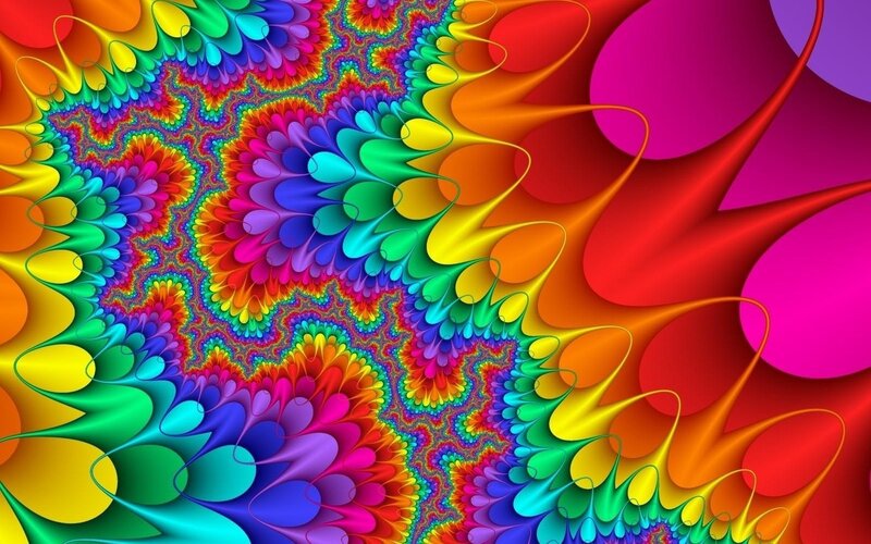 Colorful Fractal Pattern — Red, Vibrant, Abstract, Rainbow Colors