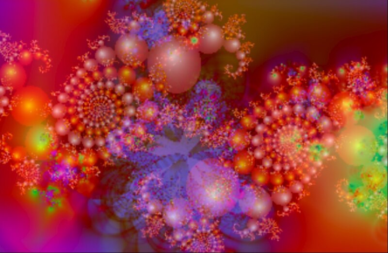 Colorful Fractal Pattern — Red, Vibrant, Abstract, Spheres