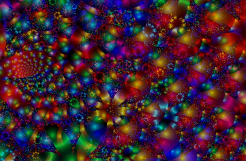 Colorful Fractal Pattern — Red, Vibrant, Abstract, Spiral, Dots
