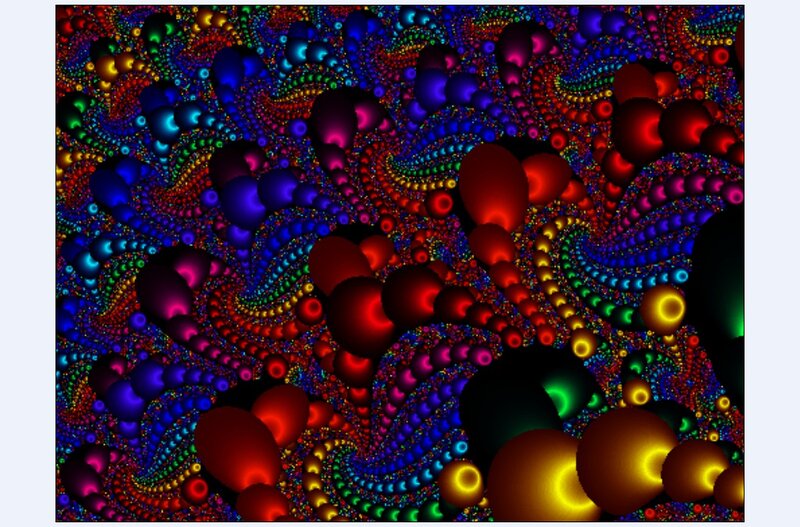 Colorful Fractal Pattern — Red, Vibrant, Abstract, Spirals, Circles