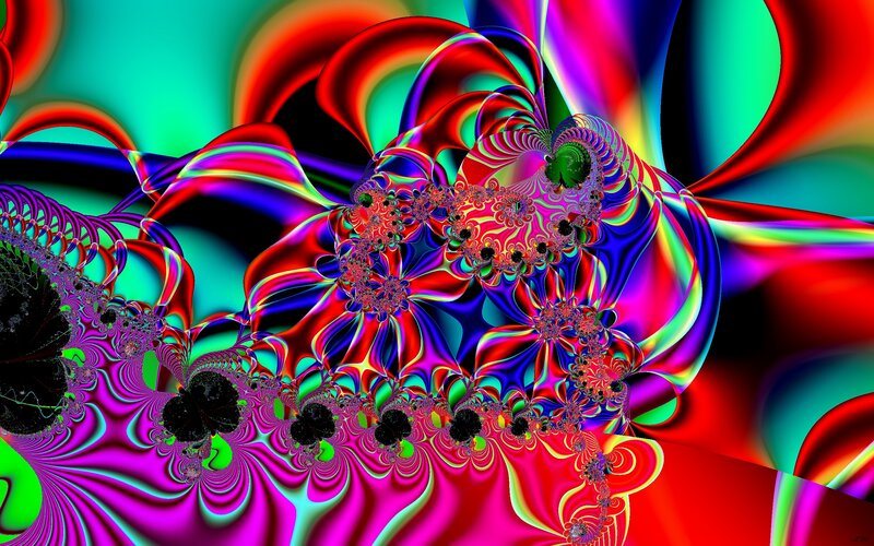 Colorful Fractal Pattern — Red, Vibrant, Abstract, Spirals, Colors, Patterns, Blue