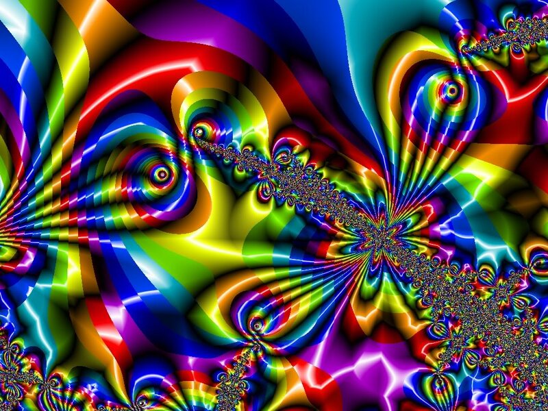 Colorful Fractal Pattern — Red, Vibrant, Abstract, Spirals, Rainbow Colors