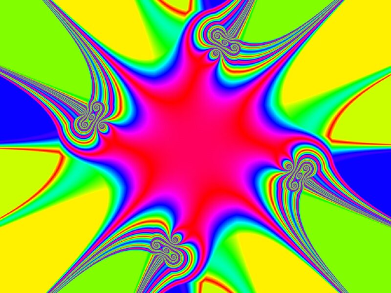 Colorful Fractal Pattern — Red, Vibrant, Abstract, Star Shape