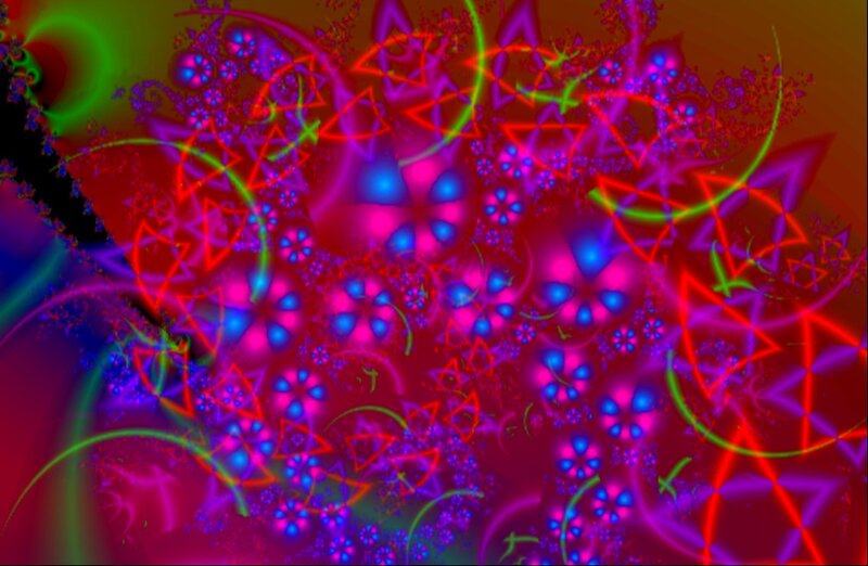 Colorful Fractal Pattern — Red, Vibrant, Abstract, Stars